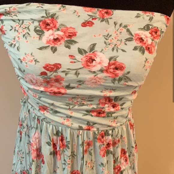 iris Mint Green Pink Floral Rose Strapless Maxi/Sundress Women’s SMALL - Picture 12 of 14